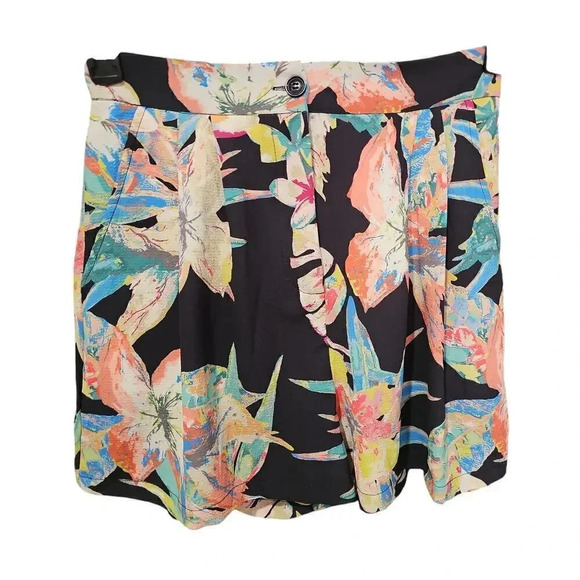 Flying Tomato World Wanderer Woven Floral Shorts Black Size S - Picture 1 of 4